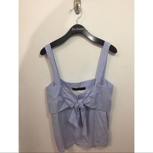 Light Blue Pinstripe Bow Tank Top